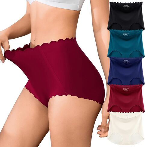 Womens Underwear High Waisted Seamless Underwear for Women No Show Postpartum Panties Full Coverage Briefs 5 Pack in Kuwait