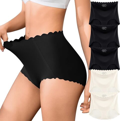 Womens Underwear High Waisted Seamless Underwear for Women No Show Postpartum Panties Full Coverage Briefs 5 Pack in Kuwait