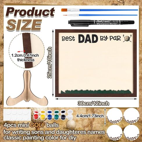 12" Fathers Day Golf Gifts for Dads Best Dad by Par Hands Down Sign DIY Wooden Handprint Frame Personalized Fathers Day Crafts from Kids Daughter Son Custom Birthday Gift for New Dad Stepdad in Kuwait
