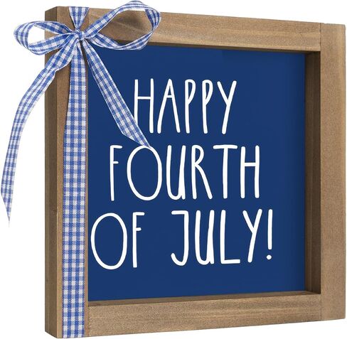 Happy 4th of July Sign, Wooden Patriotic America 250th Anniversary Decor, Red White Blue Americana Independence Day Indoor Home Office Table Wall Shelf Desk Tiered Tray Decorations in Saudi Arabia