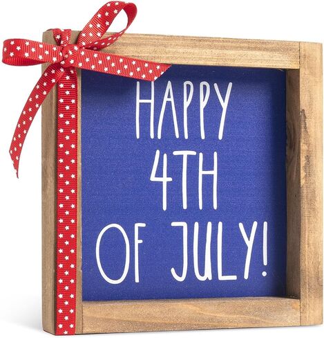 Happy 4th of July Sign, Wooden Patriotic America 250th Anniversary Decor, Red White Blue Americana Independence Day Indoor Home Office Table Wall Shelf Desk Tiered Tray Decorations in Saudi Arabia