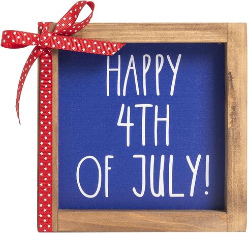 Happy 4th of July Sign, Wooden Patriotic America 250th Anniversary Decor, Red White Blue Americana Independence Day Indoor Home Office Table Wall Shelf Desk Tiered Tray Decorations in Saudi Arabia