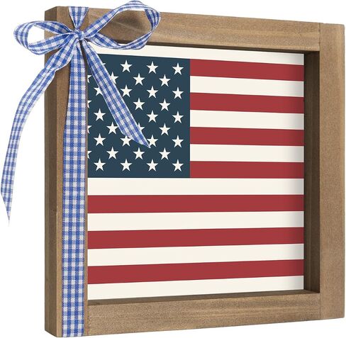 Happy 4th of July Sign, Wooden Patriotic America 250th Anniversary Decor, Red White Blue Americana Independence Day Indoor Home Office Table Wall Shelf Desk Tiered Tray Decorations in Saudi Arabia