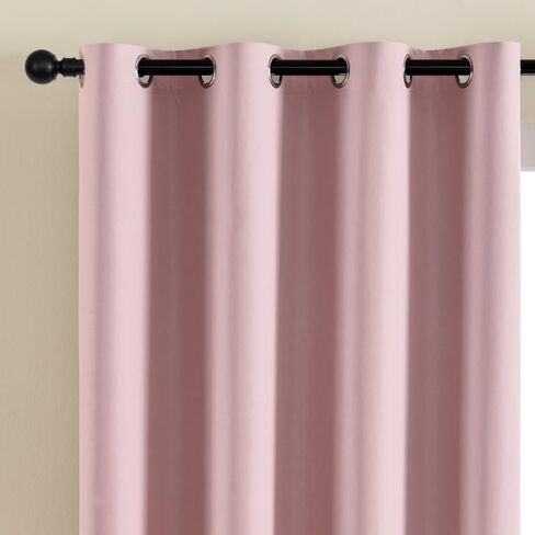 2-piece Fully Blackout Curtain Fabric, Suitable for Bedroom and Living Room as Heat Insulation and Sun Protection Curtains (52x63 inches) - Pink in Kuwait