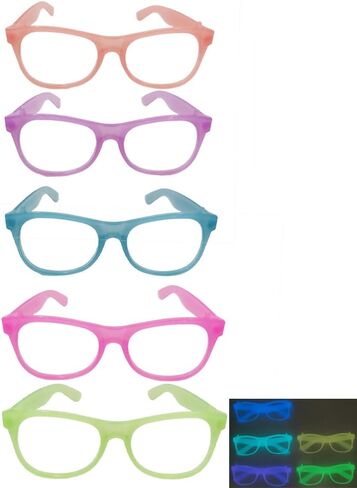 VIGUEUR 5PCS Neon Glow Party Glasses, UV Black Light Reactive, Party Supplies for Birthday and Wedding in Kuwait