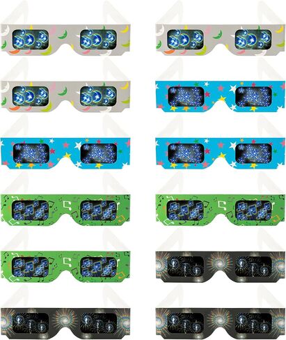 Cardboard Diffraction 3D Glasses for Adult Moon/Music Symbol/Star/Spiral Lights, Parties, Raves, Music Festivals, Light Shows, Fireworks in Saudi Arabia