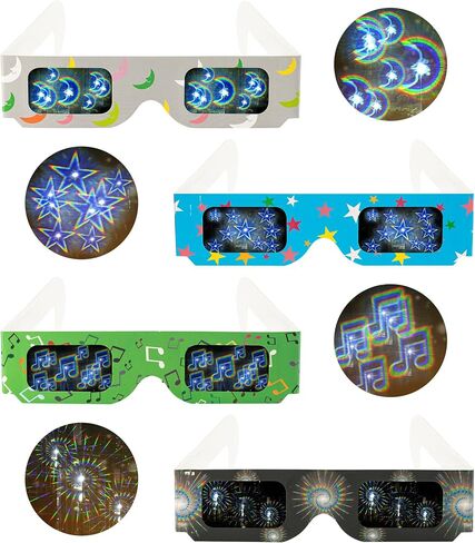 Cardboard Diffraction 3D Glasses for Adult Moon/Music Symbol/Star/Spiral Lights, Parties, Raves, Music Festivals, Light Shows, Fireworks in Saudi Arabia