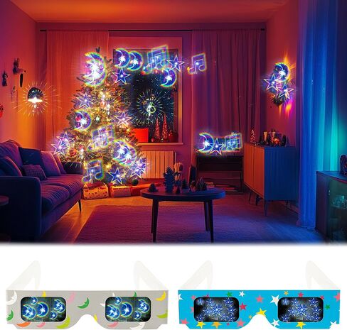 Cardboard Diffraction 3D Glasses for Adult Moon/Music Symbol/Star/Spiral Lights, Parties, Raves, Music Festivals, Light Shows, Fireworks in Saudi Arabia
