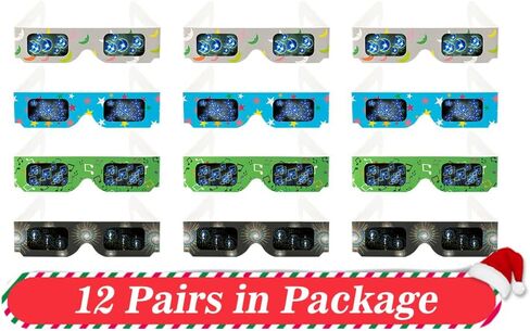 Cardboard Diffraction 3D Glasses for Adult Moon/Music Symbol/Star/Spiral Lights, Parties, Raves, Music Festivals, Light Shows, Fireworks in Saudi Arabia