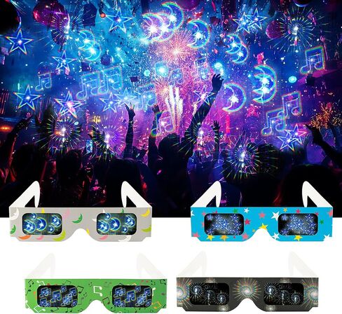Cardboard Diffraction 3D Glasses for Adult Moon/Music Symbol/Star/Spiral Lights, Parties, Raves, Music Festivals, Light Shows, Fireworks in Saudi Arabia