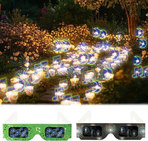 Cardboard Diffraction 3D Glasses for Adult Moon/Music Symbol/Star/Spiral Lights, Parties, Raves, Music Festivals, Light Shows, Fireworks in Saudi Arabia