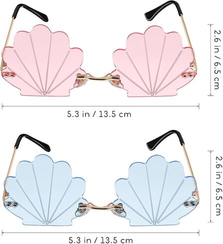 Housoutil Shell Sunglasses Rimless Funky Eyewear 2 Pairs Irregular Seashell Shape Party Glasses for Men Women Photo Props Beach Festivals Rave Events in Kuwait