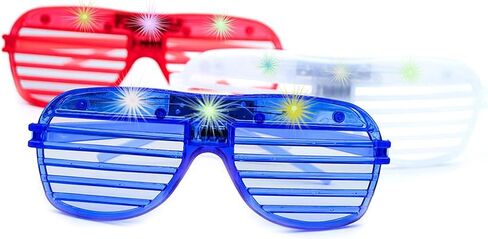 6 Pack Light Up Glasses, Party Glasses, New Year's Eve Party Supplies, Birthday, Glow in the Dark Red White and Blue Shutter Shades, Rave Holiday with Patriotic Flair in Saudi Arabia