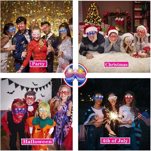 6 Pack Light Up Glasses, Party Glasses, New Year's Eve Party Supplies, Birthday, Glow in the Dark Red White and Blue Shutter Shades, Rave Holiday with Patriotic Flair in Saudi Arabia