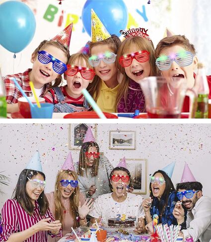6 Pack Light Up Glasses, Party Glasses, New Year's Eve Party Supplies, Birthday, Glow in the Dark Red White and Blue Shutter Shades, Rave Holiday with Patriotic Flair in Saudi Arabia