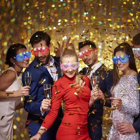 6 Pack Light Up Glasses, Party Glasses, New Year's Eve Party Supplies, Birthday, Glow in the Dark Red White and Blue Shutter Shades, Rave Holiday with Patriotic Flair in Saudi Arabia