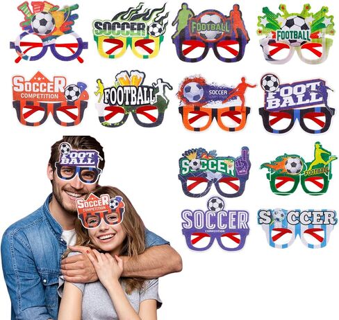 12 Pack Football Costume Glasses for 2026 World Cup, Novelty Fun Eyeglasses for Soccer Fan, Party & Theme Birthday in Saudi Arabia