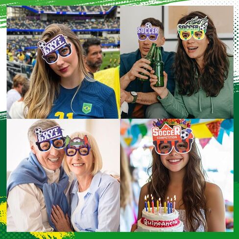 12 Pack Football Costume Glasses for 2026 World Cup, Novelty Fun Eyeglasses for Soccer Fan, Party & Theme Birthday in Saudi Arabia