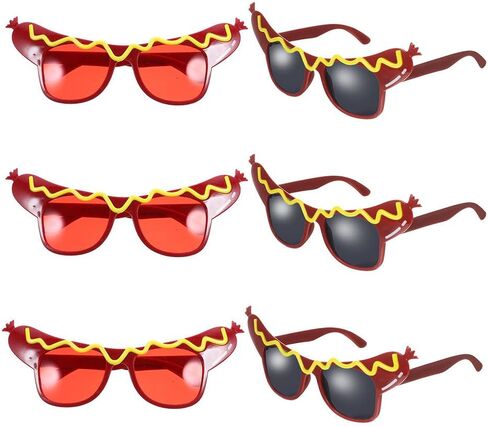 TOYANDONA 6pcs Hot Dog Glasses - Novelty Glasses Funny Dance Party Sunglasses Hot Dog Sunglasses for Adults Costume Accessories Halloween Christmas Cosplay Decorations in Kuwait