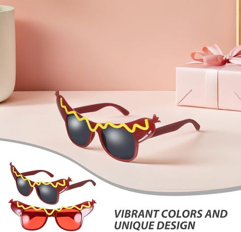 TOYANDONA 6pcs Hot Dog Glasses - Novelty Glasses Funny Dance Party Sunglasses Hot Dog Sunglasses for Adults Costume Accessories Halloween Christmas Cosplay Decorations in Kuwait