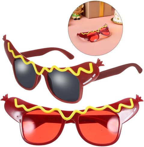 TOYANDONA 6pcs Hot Dog Glasses - Novelty Glasses Funny Dance Party Sunglasses Hot Dog Sunglasses for Adults Costume Accessories Halloween Christmas Cosplay Decorations in Kuwait