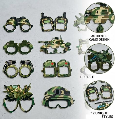 12Pcs Army Party Decorations, Camouflage Party Accessories for Military-Themed Events, Outdoor Adventure Role-Playing Activities Glasses in Saudi Arabia