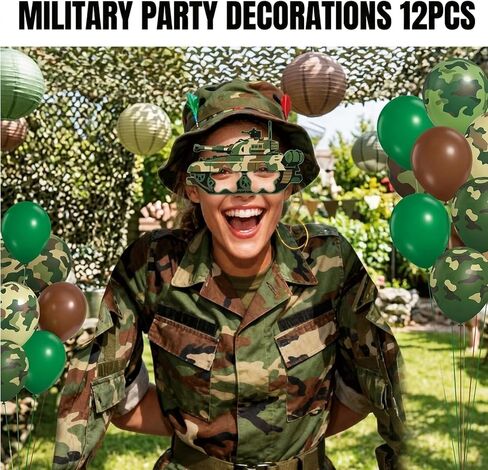 12Pcs Army Party Decorations, Camouflage Party Accessories for Military-Themed Events, Outdoor Adventure Role-Playing Activities Glasses in Saudi Arabia