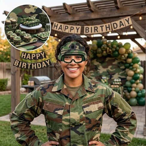 12Pcs Army Party Decorations, Camouflage Party Accessories for Military-Themed Events, Outdoor Adventure Role-Playing Activities Glasses in Saudi Arabia