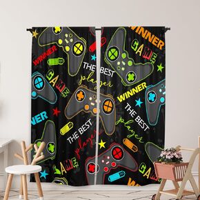 Gamer Gaming Gamepad Window Curtains for Kids Teens Boys Girls, Colorful Game Controller Curtains Living Room Home Decor, Rod Pocket Window Drapes 2 Panel, 84"x84" in Saudi Arabia