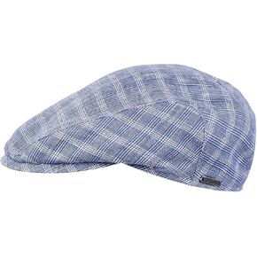 Wigens "Blue Classic 100% Linen Glen Check Summer Cap in Saudi Arabia