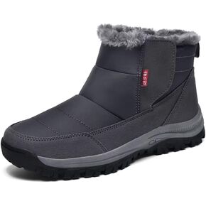 Jakcuz Mens Waterproof Warm Faux Fur Hook and Loop Snow Boots Size 38-48 Cotton High Top Non-slip Walking Boot Shoes in Kuwait