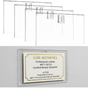 Amyhill 4 Pcs Clear Acrylic Business License Frame for Wall Cosmetology License Frame 8.5 x 5.5 x 0.2 Inches with Hanging Buckle Acrylic Display Certificate Holder for Salon Spa Office Business in Saudi Arabia
