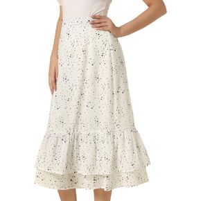 Allegra K Women's Printed Skirt 2025 Weekend Trendy Summer Chiffon Ruffle Tiered Flowy Midi Skirts in Kuwait