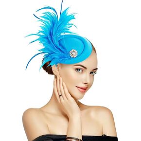 Handmade Fascinator Feather Hat on a Headband and a Clip 20s Pillbox Hat for Derby Horse Race Brunch Party Cocktail Headwear in Saudi Arabia