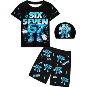 Kids 67 Meme Swimsuit Boys Girls Six Seven Rash Guard Swimwear Outfits 5-12 Years in Kuwait