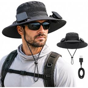 Solar Fan hat Sun Hat with Solar Fan: Keed Cooling Fan Built in for Outdoor Men - Solar Powered & USB Charging in Saudi Arabia