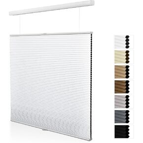 Cordless Top Down Bottom Up Cellular Shades Blackout Honeycomb Blinds for Windows, Thermal Insulated Single Cell Shades (White) in Saudi Arabia
