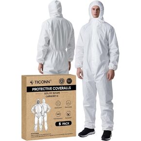 TICONN Hazmat Suit Disposable Coveralls, Full Body Protective Lab Coveralls, Breathable Paint Suit for Men Women in Kuwait