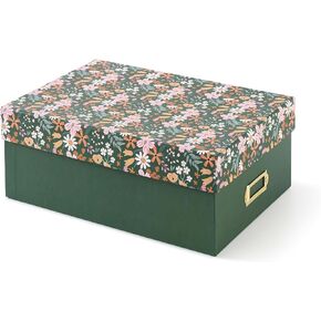 Soul & Lane Decorative Photo Storage Box with Lid, 11.7" × 7.7" × 4.5", Memory Box for Keepsakes, Floral Cardboard Picture Organizer for Mementos and Organization, Woodland Meadow in Saudi Arabia