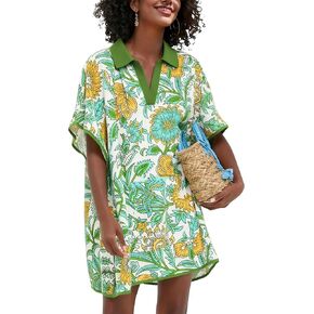 Womens Terry Cloth Swim Cover up Polo Collar Bathing Suits Beach Coverups Swimwear with Pockets in Saudi Arabia