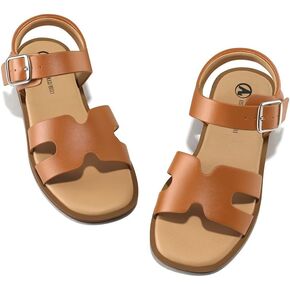 Girls Sandals Open Toe Cute Flats Dress Sandals with Adjustable Buckle – Open Toe Casual Summer Shoes for Little Kid/Big Kid in Saudi Arabia