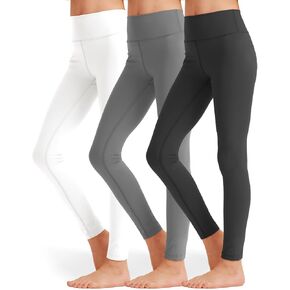 3 Pack Girls Black Athletic Leggings, Printed Ankle Length High Waisted Yoga Pants for Kids Teen in Saudi Arabia