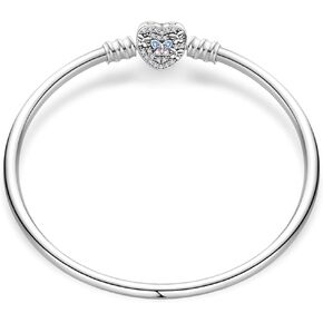 LIGHTDOG 925 Sterling Silver Charm Bracelet for Pandora Charms Glossy Chain Bracelet Fit Any Charm Gift for Women in Saudi Arabia