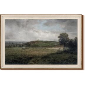 InSimSea Large Framed Vintage Wall Art for Living Room,Large Canvas Wall Art Prints Painting Picture Decor,Landscape Artwork Vintage Room Decor Aesthetic Bedroom,Hillside Clouded Light,24 x 36 Inch in Saudi Arabia
