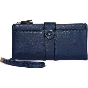 Genuine Leather Wristlet Wallet for Women Large Capacity with 20 Credit Card Slots 2 ID Windows and Coin Purse Dark Blue Gift Box (#4 Light Mauve) in Saudi Arabia