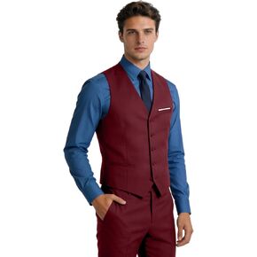 Bakerbear Men Formal Vest for Men's Classic Business Slim Fit Tuxedo Waistcoat Wedding Groomsmen Guest Dress Vests in Saudi Arabia