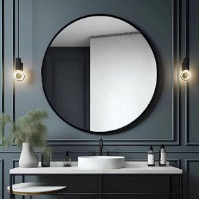 USHOWER Bathroom Mirrors for Over Sink, 36 Inch Circle Mirror with Metal Frame, Black Wall Mirror for Vanity, Entryway, Living Room, Hallway and Bedroom Decor in Saudi Arabia