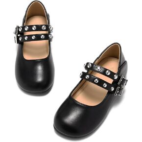 Haloumoning Girls Mary Jane Dress Shoes Double Strap Closed Toe Ballet Flats Slip on Wedding Party Shoes for Little/Big Kids in Saudi Arabia