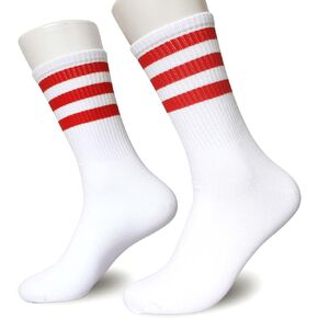 Classic Striped Crew Socks, Soft Cotton Retro Athletic Sport Socks, Back To School Gifts for Men Women in Saudi Arabia