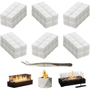 96 Pcs Ceramic Wool Wick Cubes 0.8" Bioethanol Cores Extend Burning Time | Ceramic wool replacement wick fits ROZATO, EDELFELD, Roundfire, Colsen & Flammtal indoor & outdoor table fire pits in Saudi Arabia